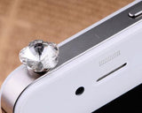 Plum Bling Crystal Headphone Jack Plug - White