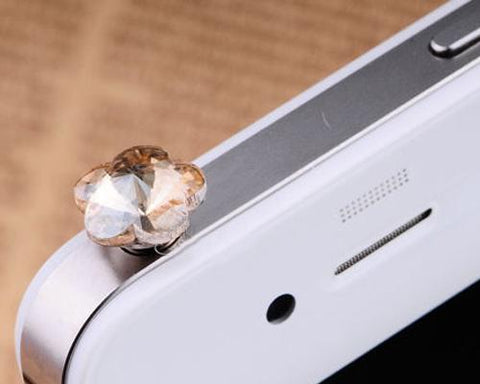 Plum Bling Crystal Headphone Jack Plug - Champagne