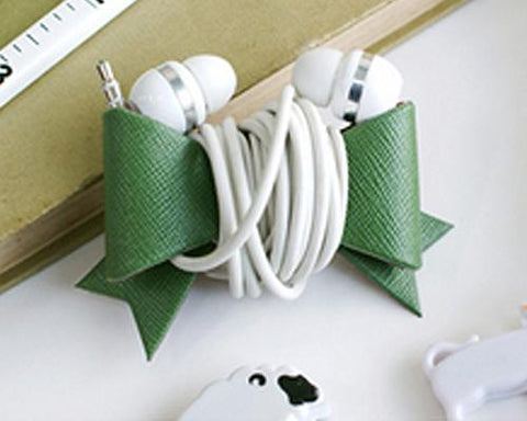 Bow Headphone Cable Cord Organizer - Green