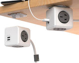 Extended USB 4 Outlets Adapter w/5ft Extension Cord Power Strip - Gray