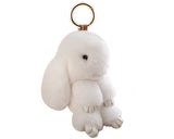 Cute Rex Rabbit Fur Keychain - White