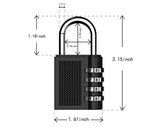 2 Pieces Resettable Combination Lock 4 Digit Gym Padlock - Black