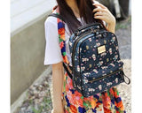 Cute Cartoon PU Leather Backpack with Built-In Handle- Black