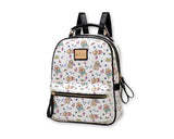 Cute Cartoon PU Leather Backpack with Built-In Handle - White