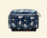 Cute Cartoon PU Leather Backpack with Built-In Handle - Navy