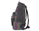 Canvas Bohemian Tribal Rucksack Backpack - Gray