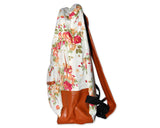 Floral Print Canvas Backpack - White