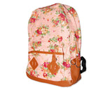 Floral Print Canvas Backpack - Pink