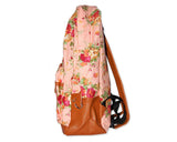 Floral Print Canvas Backpack - Pink