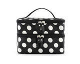 Double Layer Dots Pattern Makeup Bag with Mirror - Black