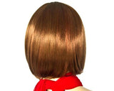 Heat Resistant Short Straight Hair Wig with Side Swept Bangs - Brown