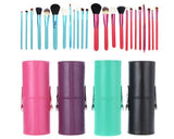 12 Pcs Professional Makeup Brush Set with Cup Holder - Mint