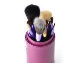 12 Pcs Professional Makeup Brush Set with Cup Holder - Purple