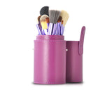 12 Pcs Professional Makeup Brush Set with Cup Holder - Purple