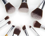 10 Pcs Professional Bamboo Makeup Brush Set - Brown