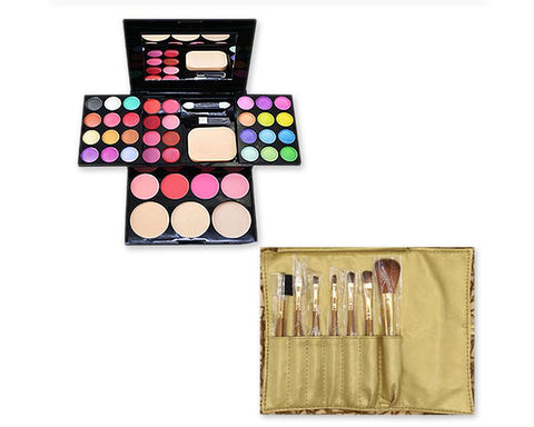 Makeup Combo Set including Brushes and Palette for Beginners - Gold