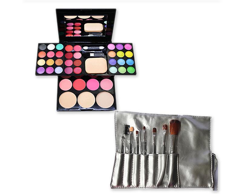 Makeup Combo Set including Brushes and Palette for Beginners - Grey