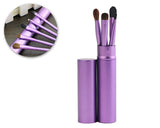 5 Pcs Professional Makeup Brush Set with Cyclinder Tube - Purple