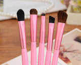 5 Pcs Professional Makeup Brush Set with Cyclinder Tube - Pink