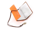 Leaf Pattern Leather Card Holder - Orange