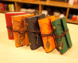 Leaf Pattern Leather Card Holder - Orange