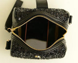 Chic Mini Shoulder Bag with Detatchable Strap - Black Sequin