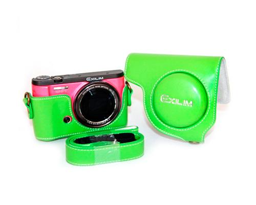 Retro Casio Exilim EX-ZR3500/EX-ZR2000 Camera Leather Case - Green