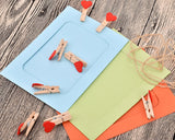 10 Pcs Wooden Pegs Paper Photo Clip With Linen String - Heart