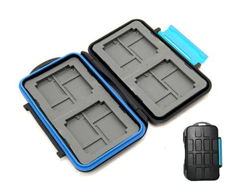 Water-Resistant Camera Memory Cards Storage Holder Case - Blue