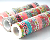 5 Pcs 1.5 cm Japanese Flower Craft Decor Paper Washi Masking Tape