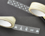 5 Pcs 1.5 cm Cute Patterns Transparent Decorative Washi Masking Tape