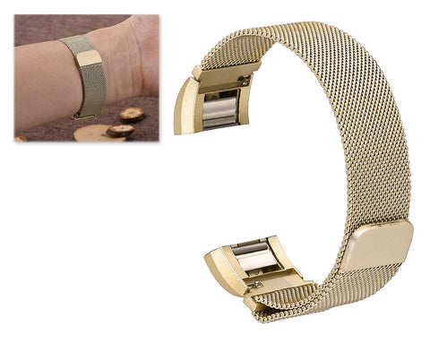 Magnet Stainless Steel Mesh Watch Band for Fitbit Alta - Gold