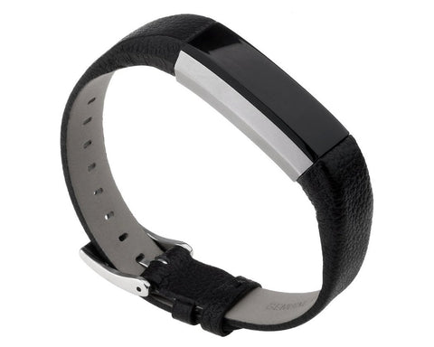 Replacement Leather Watch Band for Fitbit Alta - Black
