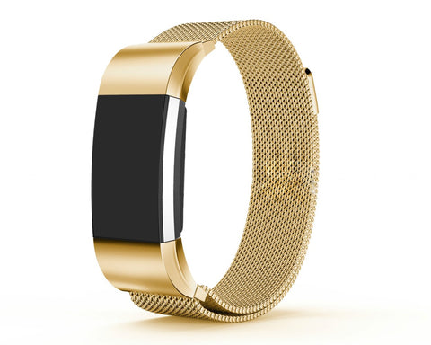 Magnet Stainless Steel Mesh Watch Band for Fitbit Charge 2 - Gold