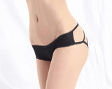 Lace Open Crotch Thong with a Strappy Back and Satin Bow