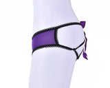 Lace Open Crotch Thong with a Strappy Back and Satin Bow