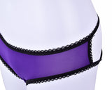 Lace Open Crotch Thong with a Strappy Back and Satin Bow