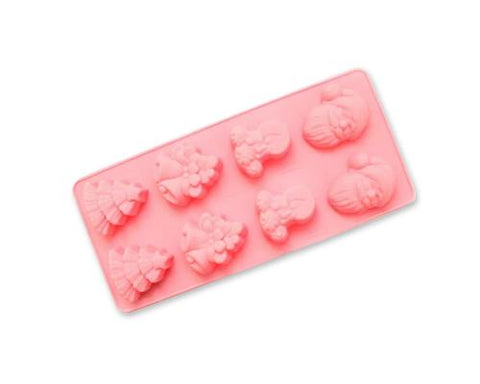 8-Cavity Silicone Baking Christmas Chocolate Mold - Pink