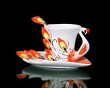 Peacock Cup and Saucer with Spoon