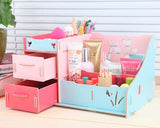 Decorative DIY Colorful Wooden Desk Cosmetic Storage Box