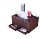 PU Leather Tissue Box Holder with Compartments