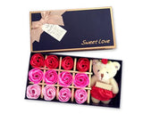 12 Pcs Scented Rose Petal Bath Soap with Little Bear - Pink