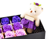 12 Pcs Scented Rose Petal Bath Soap with Little Bear - Purple