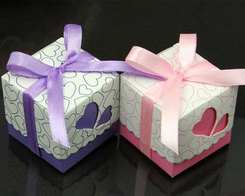 Loving Heart Wedding Candy Boxes with Ribbons