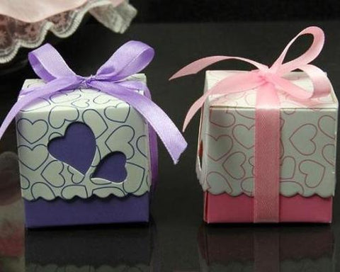 Loving Heart Wedding Candy Boxes with Ribbons