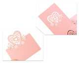 Laser Cut Love Heart Wedding Table Place Card - Pink