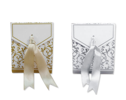 Classic Damask Wedding Candy Boxes with Ribbons