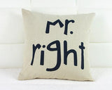Funny Mr and Mrs Right Couple Pillowcase Cushion Cover