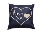 2 Pcs 18'' Cotton Linen I Love You Romantic Cushion Cover - Blue