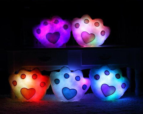 Luminous Glow Paw LED Light Up Paw Pillow with Speaker